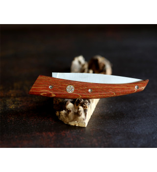 Couteau l'Orque chêne stabilisé rouge avec rivets