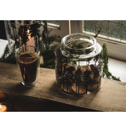 Muurla Nordic Pot/Bonbonière avec Couvercle motif "Forêt Noire"/Murrla glass jar 3L Forest
